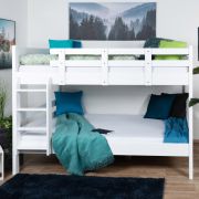 Stapelbed 140 x 190 cm "Easy Premium Line" K24/n, hoofdbord en voeteneind recht, massief beukenhout wit gelakt, deelbaar