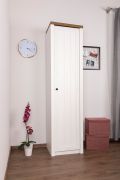 Draaideurkast / Kledingkast Segnas 08, kleur: wit grenen / bruin eiken - Afmetingen: 198 x 50 x 43 cm (H x B x D)