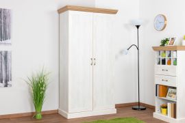 Draaideurkast / kledingkast Badile 06, kleur: wit/bruin grenen - 187 x 97 x 49 cm (H x B x D)