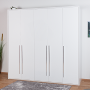 draaideurkast / kleerkast met lijsten Siumu 24 , kleur: Wit / Wit hoogglans - 226 x 232 x 60 cm (H x B x D)