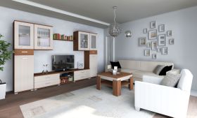 Complete woonkamer set A Cikupa, 6-delig, kleur: walnoot / iep