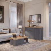 Woonkamer - Set D Lotofaga, 3-delig, Kleur: Grijs / Walnoot
