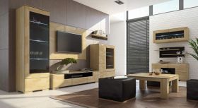 Woonkamer compleet - Set J Lipik, 12 stuks, deels massief, kleur: eiken / zwart