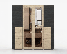 2 meter brede draaideurkast / garderobekast | Artisan / grenen | Apuseni 01 | 208 x 200 x 65 cm | 4 deuren | 14 vakken | houtlook | veel opbergruimte
