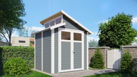 Tuinberging / tuinhuis Puchheim 01 incl. vloer, grijs - 19 mm geprefabriceerd tuinhuisje, grondoppervlakte: 4,24 m², dubbel zadeldak