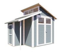 Tuinberging / tuinhuis met aanbouw dak Puchheim 02 incl. vloer, grijs - 19 mm geprefabriceerd tuinhuisje, grondoppervlakte: 5,86 m², dubbel zadeldak