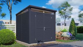 Tuinberging / tuinhuis Büren 01 incl. vloer, antraciet - 19 mm geprefabriceerd tuinhuisje, grondoppervlakte: 5,29 m², plat dak