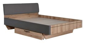 Tweepersoonsbed Cerdanyola 14, kleur: eiken/grijs - ligvlak: 160 x 200 cm (b x l)