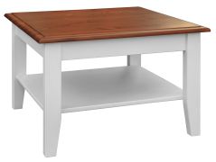 Salontafel Gyronde 29, massief grenen, kleur: wit / walnoot - 70 x 70 x 48 cm (B x D x H)
