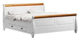Twijfelaar / logeerbed Jabron 06, massief grenen, kleur: wit / grenen - ligvlak: 140 x 200 cm (b x l)