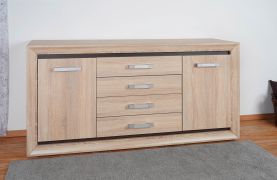 lowboard kast Ladenkast Kundiawa 11, kleur: Sonoma eiken licht / Sonoma eiken donker - afmetingen: 84 x 160 x 40 cm (H x B x D)