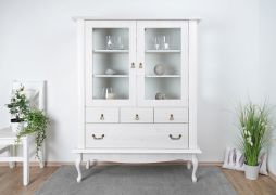 Vitrine kast Bignona 05, kleur: wit grenen - 158 x 125 x 42 cm (H x B x D)