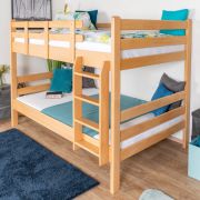 Stapelbed / twijfelaar 120 x 190 cm voor volwassenen "Easy Premium Line" K24/n, hoofdbord en voeteneind recht, massief beukenhout transparant gelakt, deelbaar