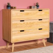 dressoir / ladekast massief eiken blank gelakt Aurornis 32 - Afmetingen: 84 x 96 x 40 cm (H x B x D)