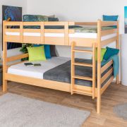 Stapelbed 160 x 190 cm voor volwassenen "Easy Premium Line" K24/n, hoofd- en voeteneind recht, massief beuken transparant gelakt, deelbaar