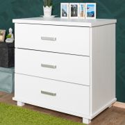 Kleine witte massief grenen commode / ladekast Columba 13, met 3 grote laden, 78 x 80 x 50 cm, snel en eenvoudig te monteren, duurzaam