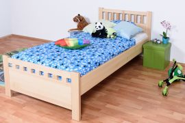 Tienerbed / jeugdbed massief beuken blank gelakt 109C, incl. lattenbodem - 200 x 100 cm (L x B)