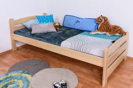 tienerbed / jeugdbed van massief beukenhout natuurlijk 118, incl. lattenbodem - 90 x 200 cm (b x l)