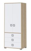 Draaideurkast / kledingkast 13, kleur: beuken / wit - 198 x 84 x 56 cm (h x b x d)