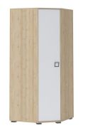 Kinderkamer - kledingkast / hoekkast Benjamin 15, kleur: beuken / wit - 198 x 86 x 86 cm (h x b x d)