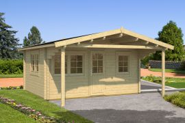 tuinhuis Hochtristen 02 incl. vloer - 70 mm blokhut profielplanken, grondoppervlakte: 27,8 m², zadeldak