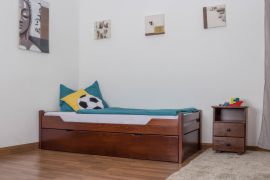 Kinderbed / jeugdbed "Easy Premium Line" K1/1h incl. 2e slaapplaats en 2 afdekpanelen, 90 x 200 cm massief beukenhout kleur: donkerbruin
