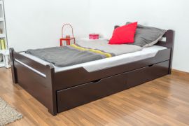 Jeugdbed "Easy Premium Line" K4 incl. 2 lades en 1 hoesje, 120 x 200 cm massief beukenhout kleur: chocoladebruin