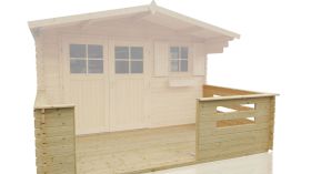 Terras voor tuinhuis / berging Gartentraum - 3,66 x 2,05 meter gemaakt van 28 mm blokhut profielplanken