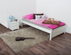 tienerbed / jeugdbed massief grenen massief hout wit gelakt 78, incl. lattenbodem - 100 x 200 cm