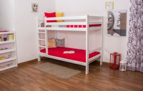 Stapelbed / kinderbed massief grenen hout wit gelakt A16, incl. lattenbodem - afmetingen 90 x 200 cm, deelbaar