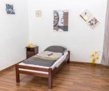 Eenpersoonsbed "Easy Premium Line" K1/1n, massief beukenhout kleur: donkerbruin - Afmetingen: 90 x 200 cm