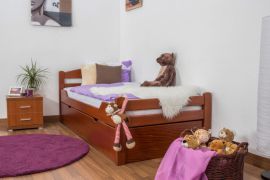 kinderbed / jeugdbed "Easy Premium Line" K1/2h incl. 2e kinderbed en 2 afdekplaten, 90 x 200 cm massief beukenhout kleur: kersen