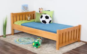 tienerbed / jeugdbed massief grenen kleur: elzenhout 66, incl. lattenbodem - 100 x 200 cm