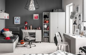 Kinder- tienerkamer complete set A "Bellaco", 8-delig, kleur: wit / grijs