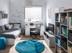 Kinder- tienerkamer complete set B "Bellaco", 6-delig, kleur: wit / grijs