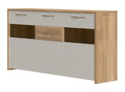 Ladekast /dressoir Gataivai 29, Kleur: Beige Hoogglans / Noten - Afmetingen: 85 x 172 x 41 cm (H x B x D)