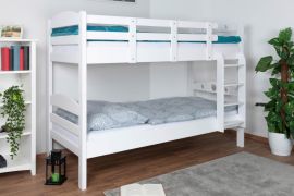 Stapelbed voor volwassenen "Easy Premium Line" K18/n, hoofdeinde met gaten, massief beuken wit - 90 x 190 cm, (L x B) deelbaar