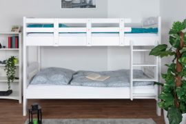 Stapelbed voor volwassenen "Easy Premium Line" K18/n, hoofdeinde met gaten, massief beuken wit - 90 x 190 cm, (L x B) deelbaar