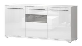 dressoir / ladekast Garim 8, kleur: wit hoogglans - 85 x 180 x 45 cm (h x b x d)