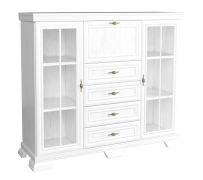 Vitrine kast Sentis 11, kleur: wit grenen - 136 x 158 x 46 cm (H x B x D)