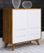dressoirs / ladenkasten Timaru 08 wilde eik geolied / wit, deels massief - Afmetingen: 95 x 90 x 40 cm (h x b x d)