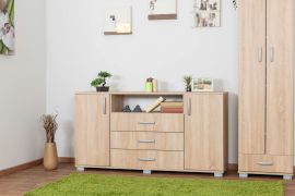 Ladekast /dressoir Ainsa 16, kleur: bruin eiken - 80 x 150 x 40 cm (h x b x d)