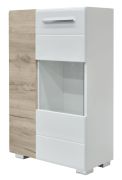 Ladekast /dressoir Colmenar 01, kleur: eik grijs / glanzend wit - afmetingen: 103 x 65 x 32 cm (H x B x D)