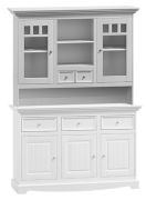 Opzetkast voor dressoir / ladekast Gyronde, massief grenen, wit gelakt - 105 x 130 x 35 cm (H x B x D)