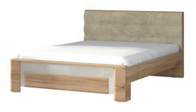 Tweepersoonsbed Gataivai 61, kleur: hoogglans beige / walnoot - ligvlak: 180 x 200 cm (b x l)