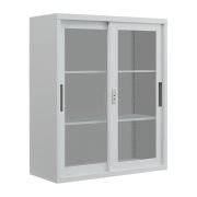 Kantoorkast model Elisa met 2 afsluitbare glazen schuifdeuren - breedte: 900 mm, hoogte: 636 mm, diepte: 450 mm