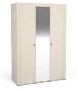 Stijlvolle kledingkast met zeven vakken en een kledingstang Barbe 06, ABS, met een deur met spiegel, kleur: kasjmier, afmetingen: 206 x 137 x 56 cm, modern design, voor slaapkamers