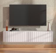 TV-meubel / TV-kast met push-to-open-functie Grocka 02, kleur: wit / matwit, twee klapdeuren, ABS, maten: 32 x 154 x 42 cm, voor de woonkamer