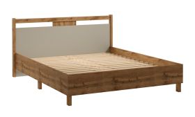 Tweepersoonsbed Braianik 06 in eiken Wotan / beige, matrasmaat: 160 x 200 cm, inclusief lattenbodem, 92 x 171 x 207 cm, geschikt voor de slaapkamer, poten 36 mm dik