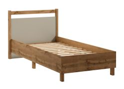 Eenpersoonsbed Braianik 07 met matrasmaat 90 x 200 cm, in eiken Wotan / beige, 92 x 101 x 207 cm, ABS-randbescherming, lattenbodem inbegrepen, poten 36 mm